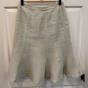 Vintage Lauren Ralph Lauren 100% Linen Skirt Fit and Flare LT Sage Green Size 12